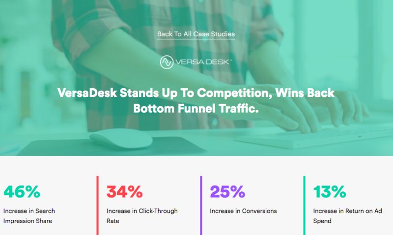 VersaDesk Stands Up To Competition, Wins Back Bottom Funnel Traffic.