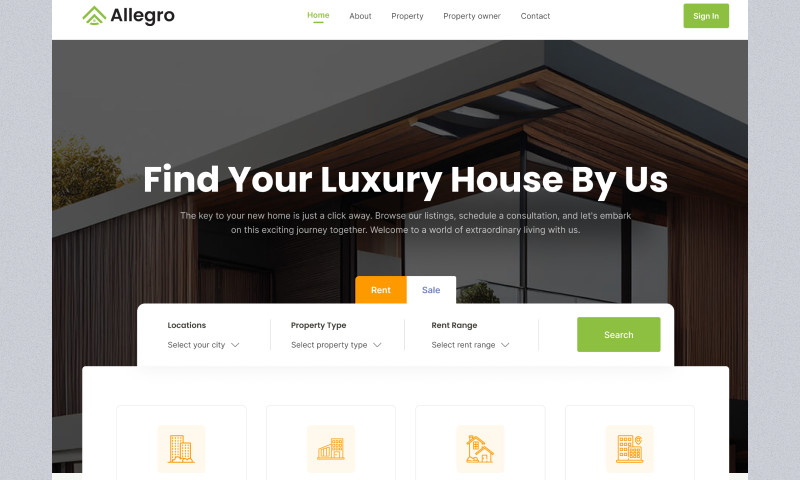 Real Estate Website Landing Page Design For Allegro