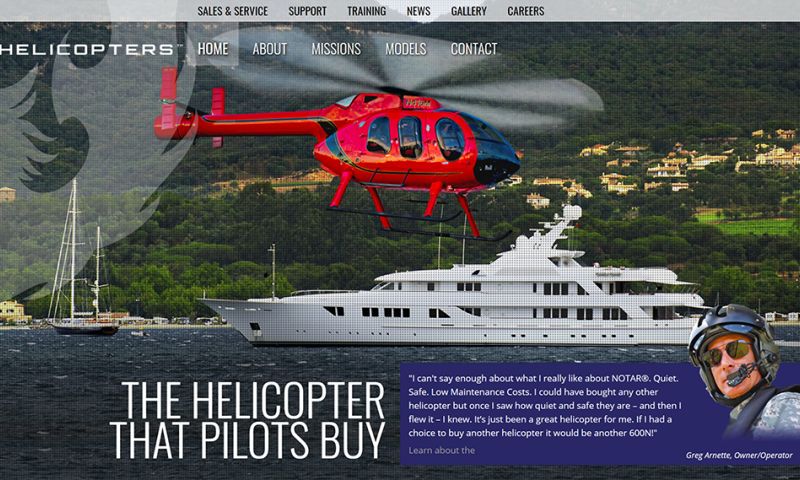 MD Helicopters (Web Development, Custom Integrations, Branding)