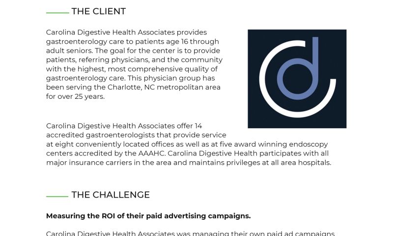 How Carolina Digestive Health Associates Used Social Advertising to Generate 200 New Patients Calls