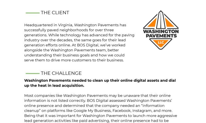 How Washington Pavements Used Google Ads to Generate 1,247 Leads Over 6 Months