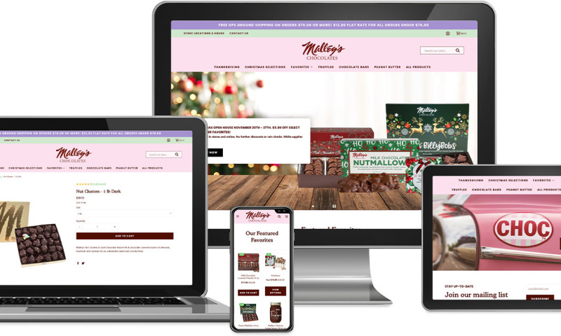 MALLEYS CHOCOLATES WEBSITE DESIGN