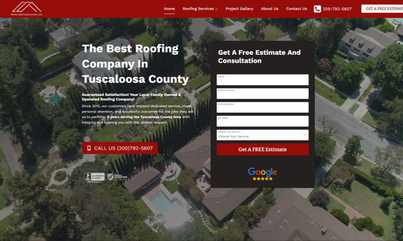 White Oaks Construction (Roofer) Website Design