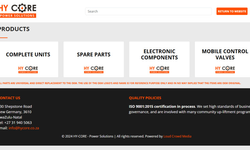 Hy Core Products Online Product Catalogue