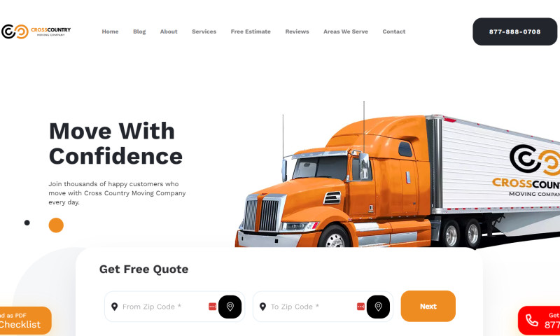 Cross Country Moving Company Website Development
