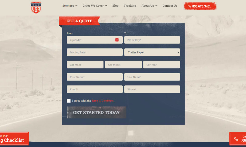 USA Auto Transport Website Development
