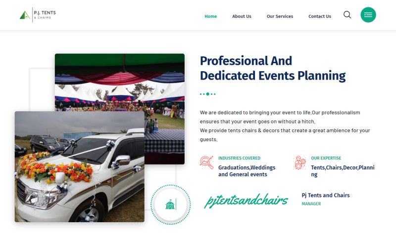 PJ Tents & Chairs Event Company Website