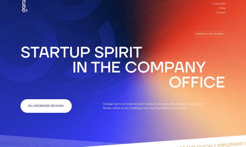 Employer landing page for Garage Eight