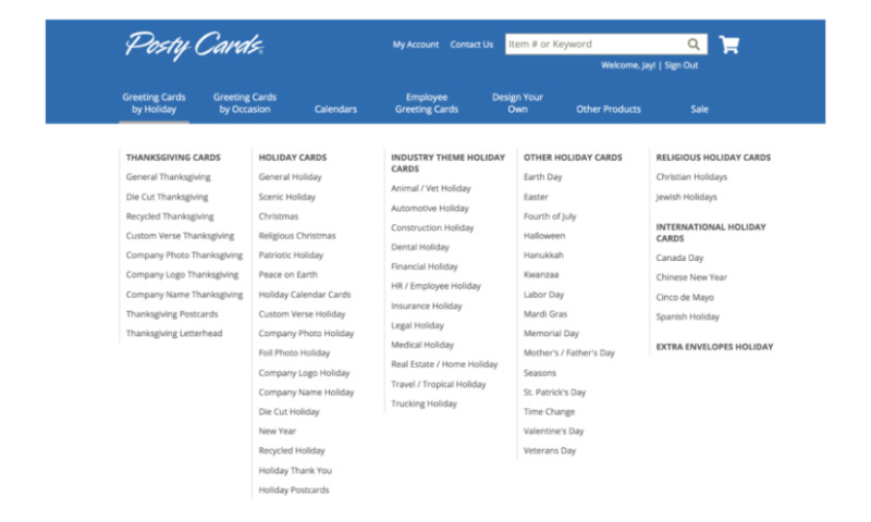 Design Responsive Navigation for Posty Cards