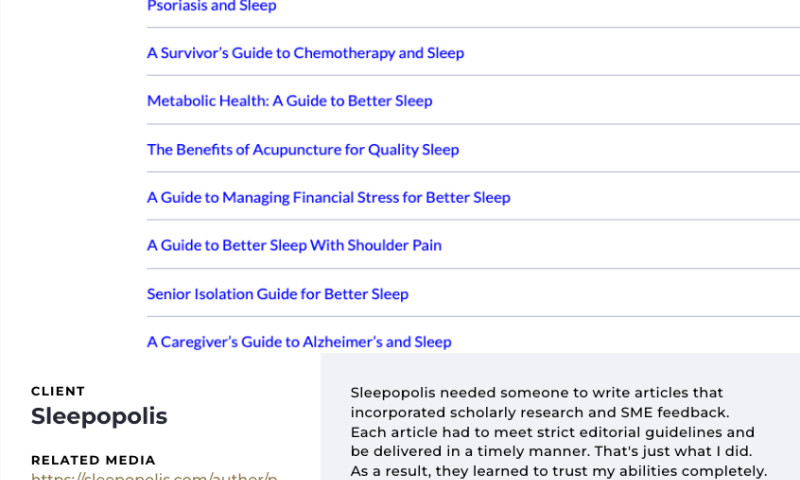 Sleepopolis medical articles